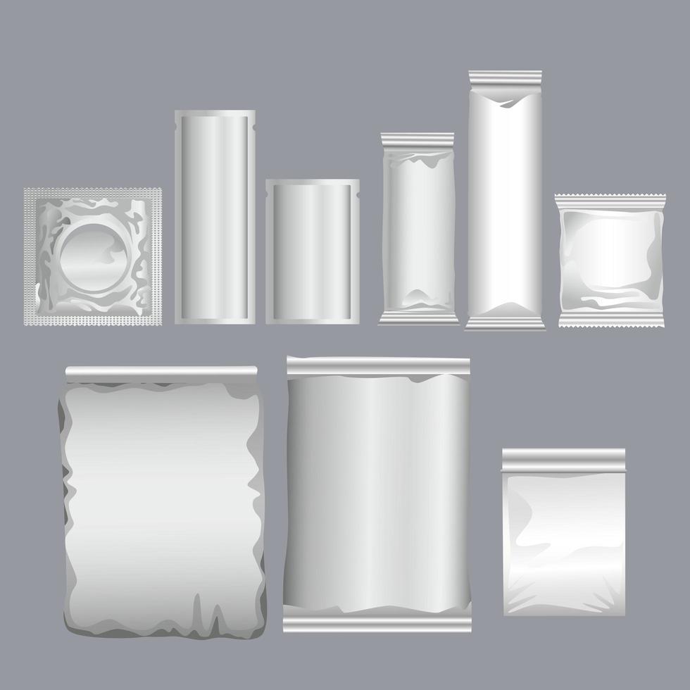 Gray Sachets Packings Products with Condom vector