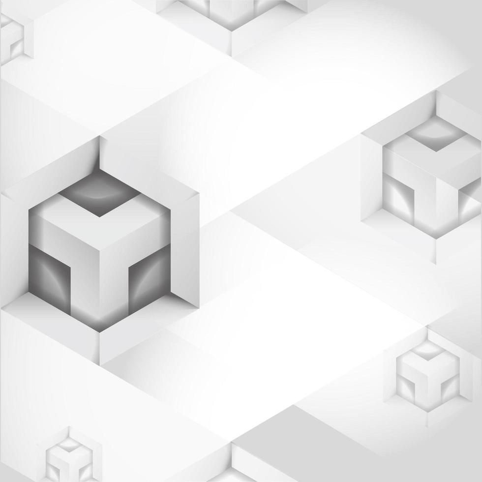 White 3D Cube abstract background vector