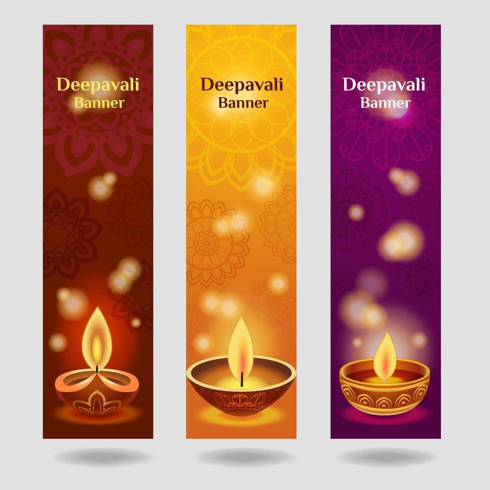 colección de banners web del festival deepavali vector