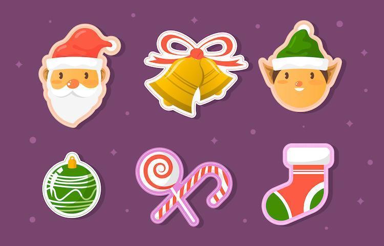 Cute Christmas Element Sticker Collections vector