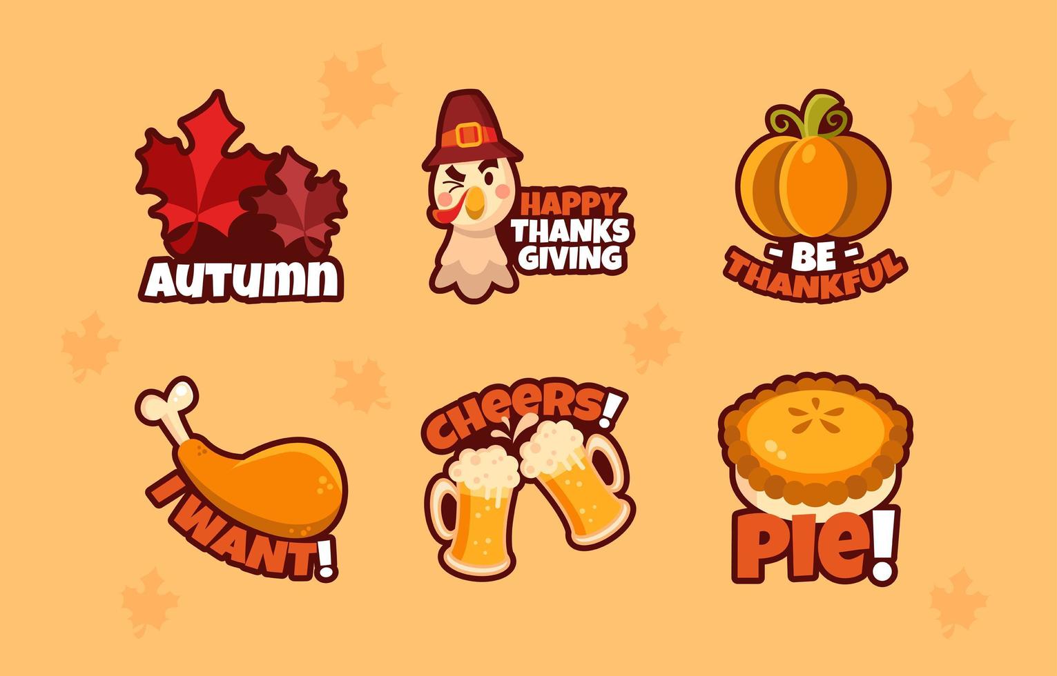 Fun Sticker Pack for Thanksgiving vector