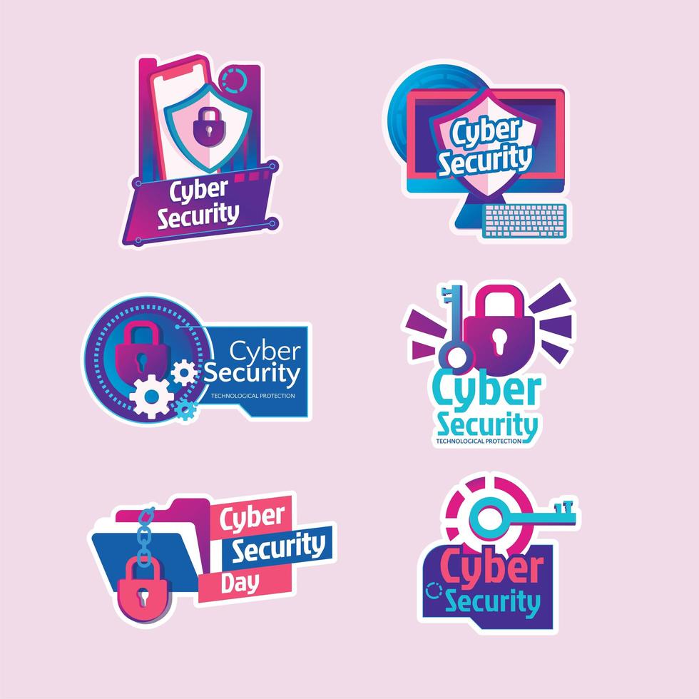 Colorful Cyber Security Day Sticker vector