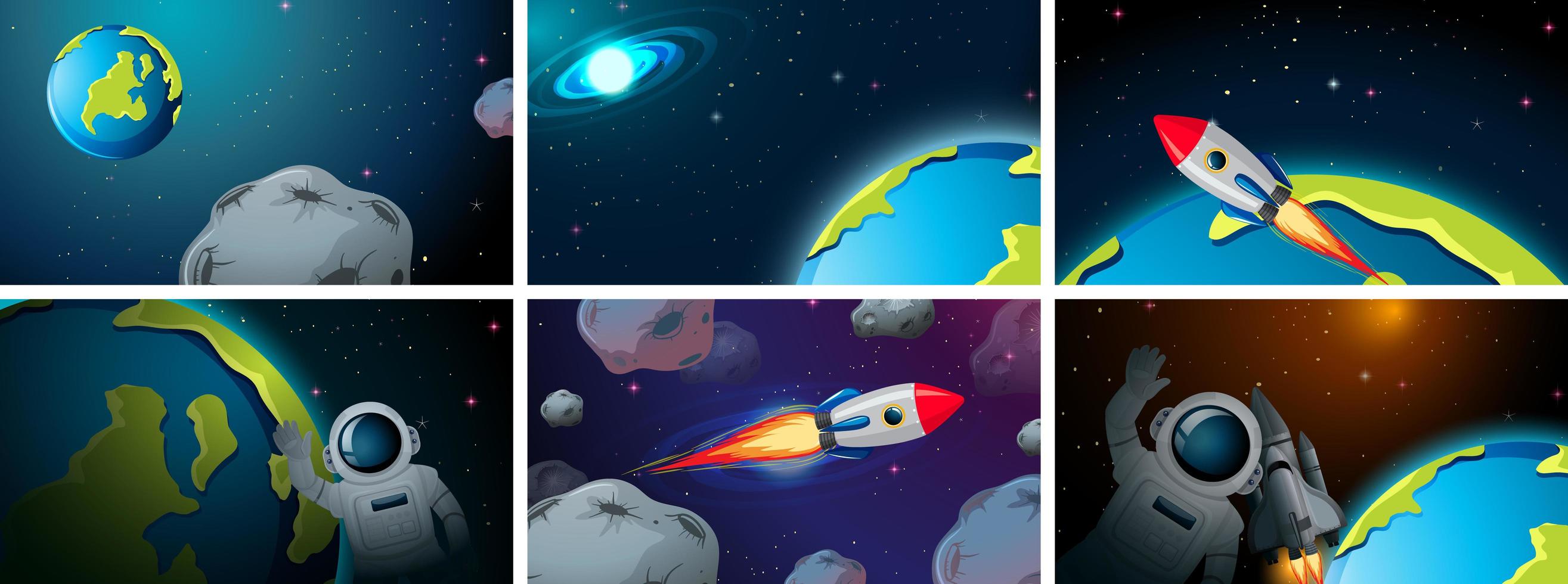 Set of space scenes vector