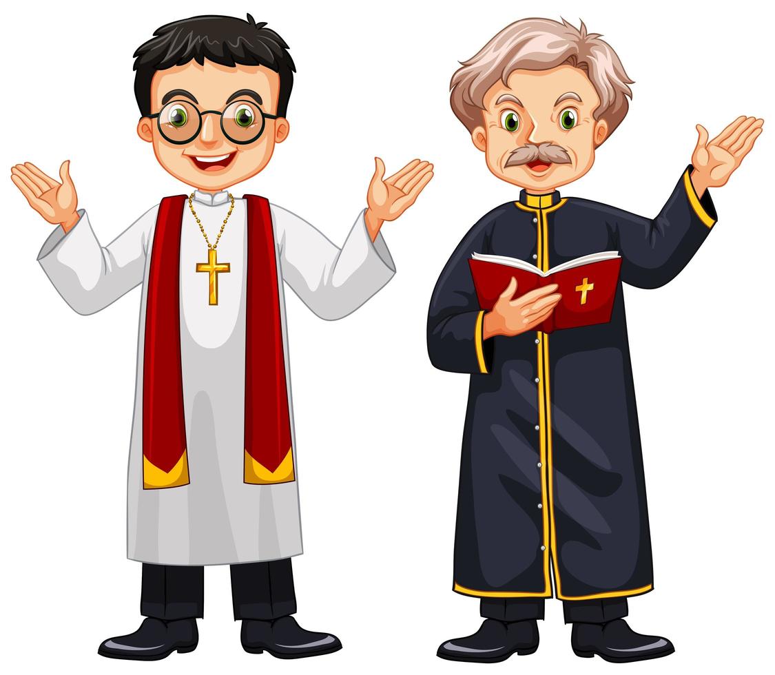 Two priests in robes vector