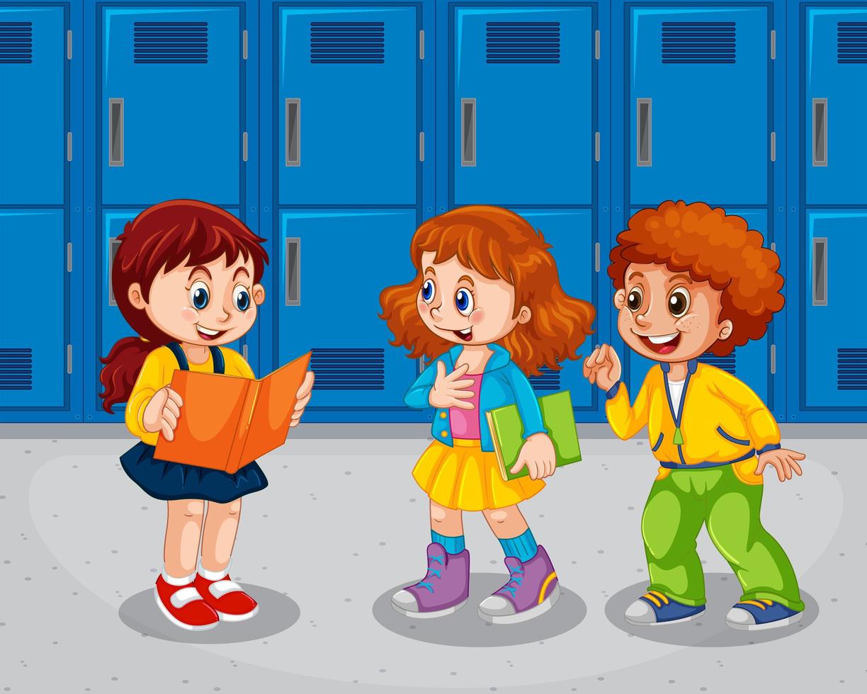 Children in the school hallway vector