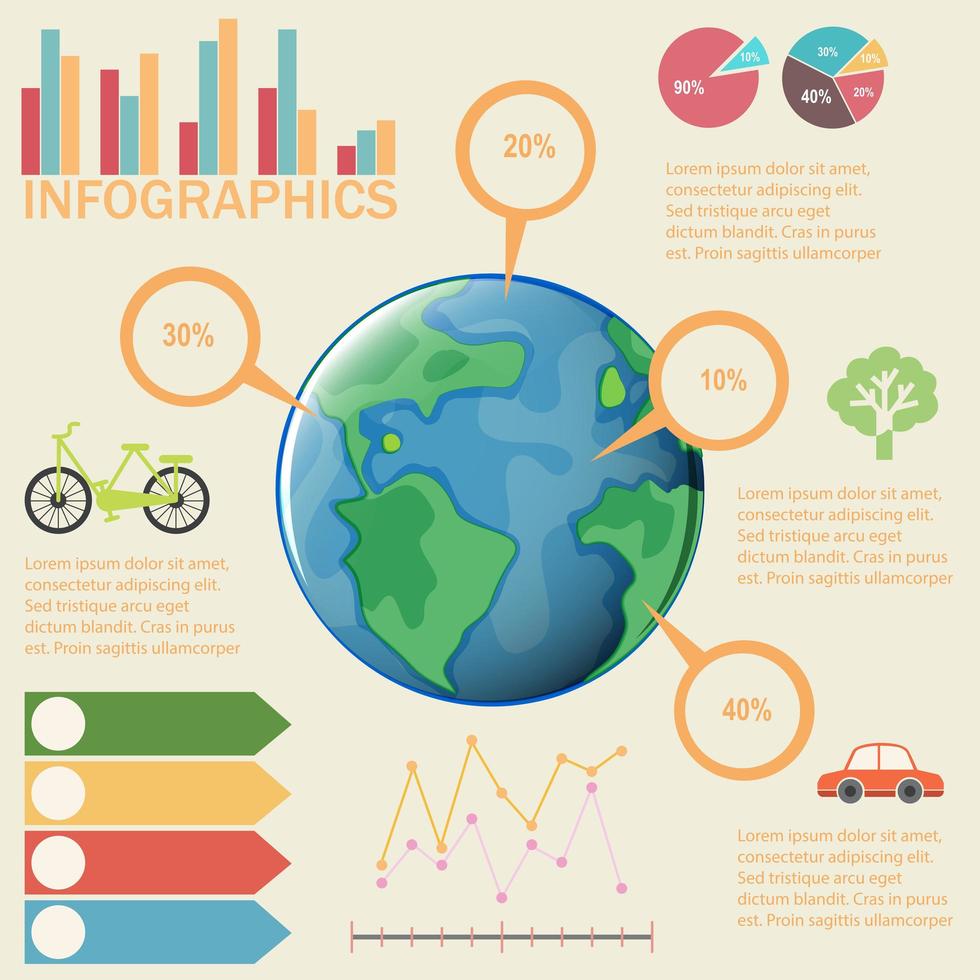 Colorful global infographic vector