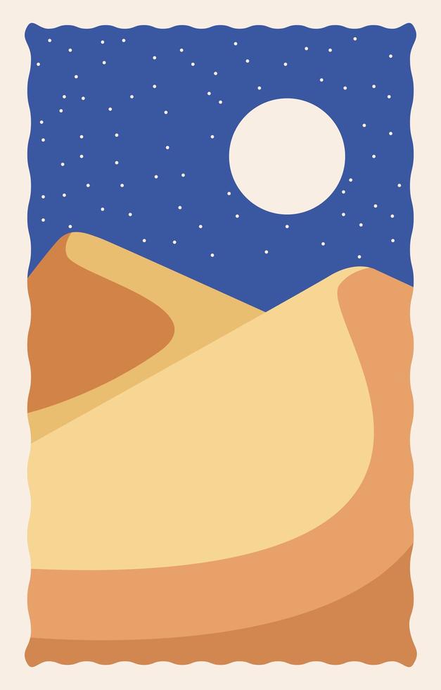 Desert landscape scene at night  vector