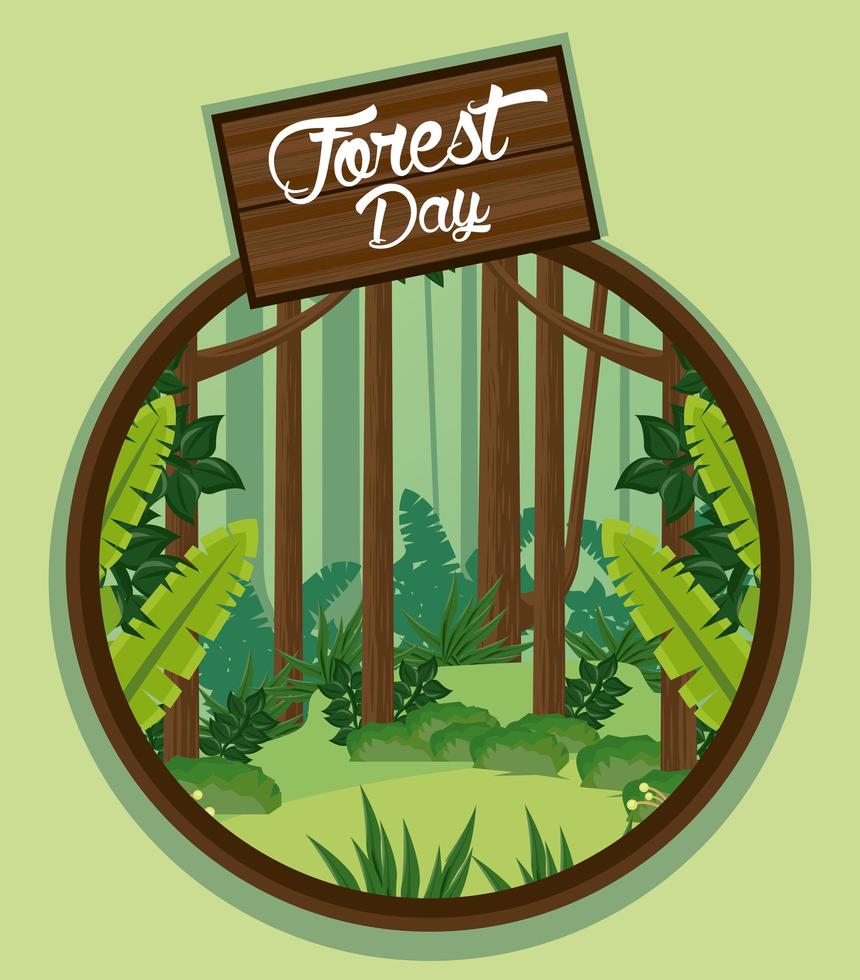 paisaje para la celebración del día del bosque vector