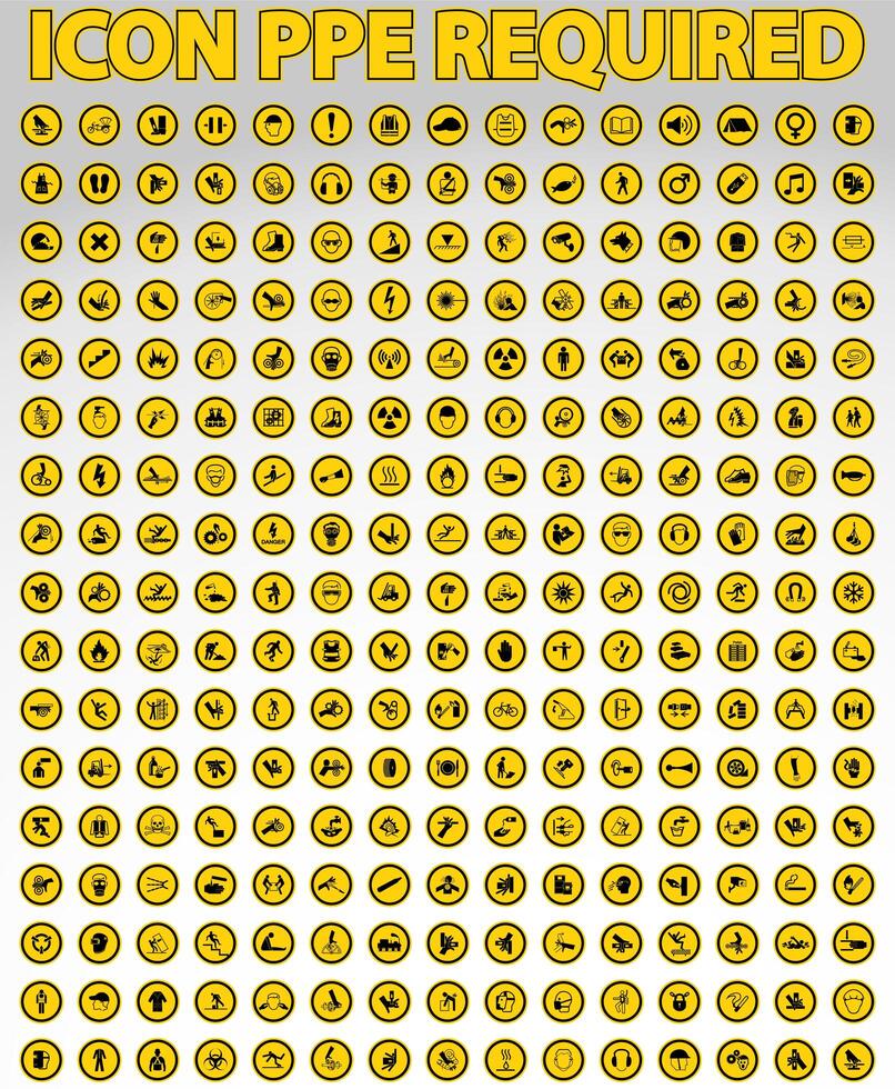 Required Personal Protective Equipment Icon Set vector