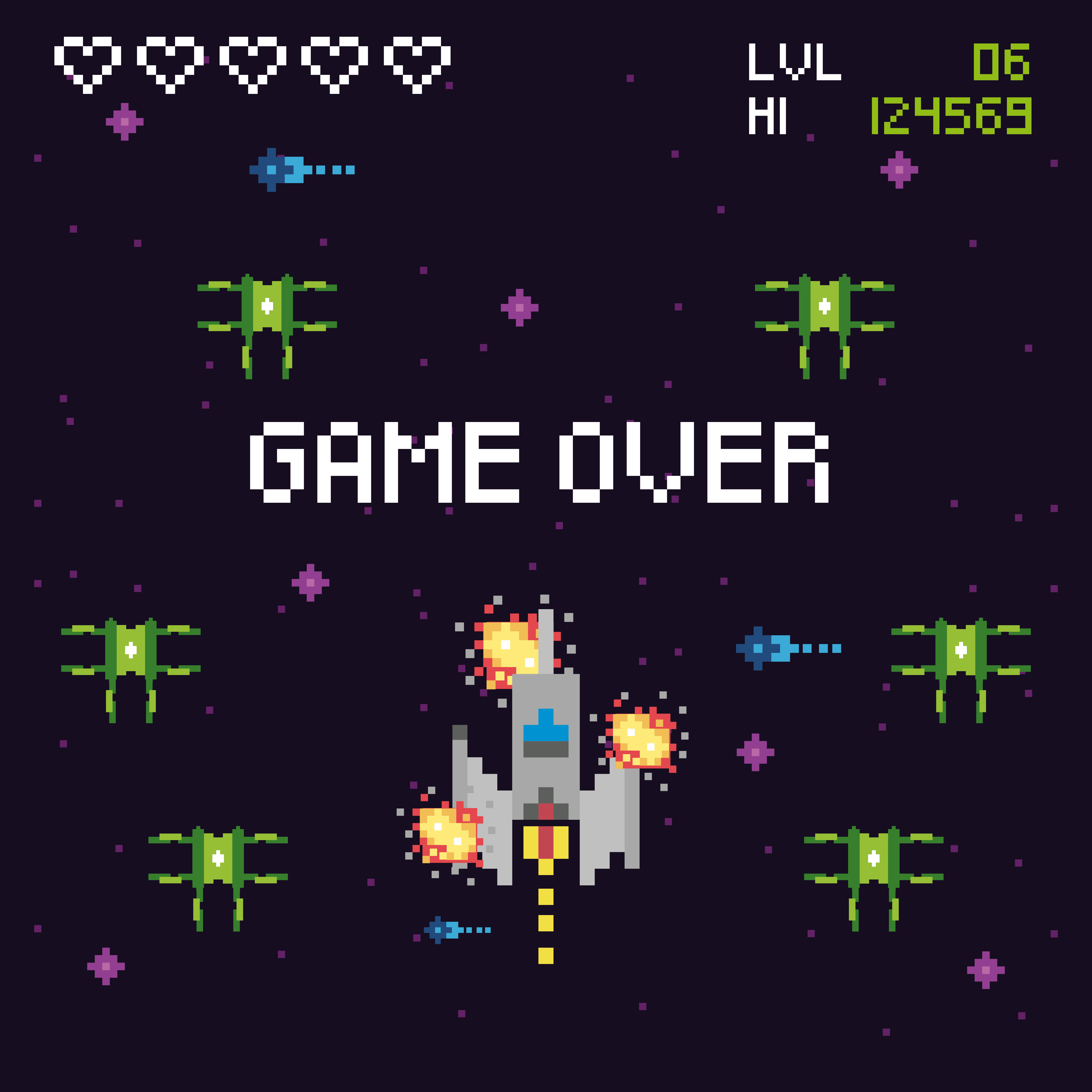 Video Game Space Scene With Game Over Message Download Free Vectors Clipart Graphics Vector Art