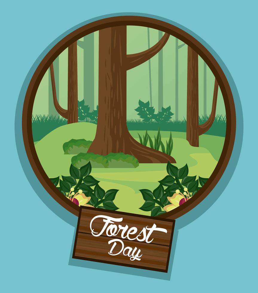 paisaje para la celebración del día del bosque vector