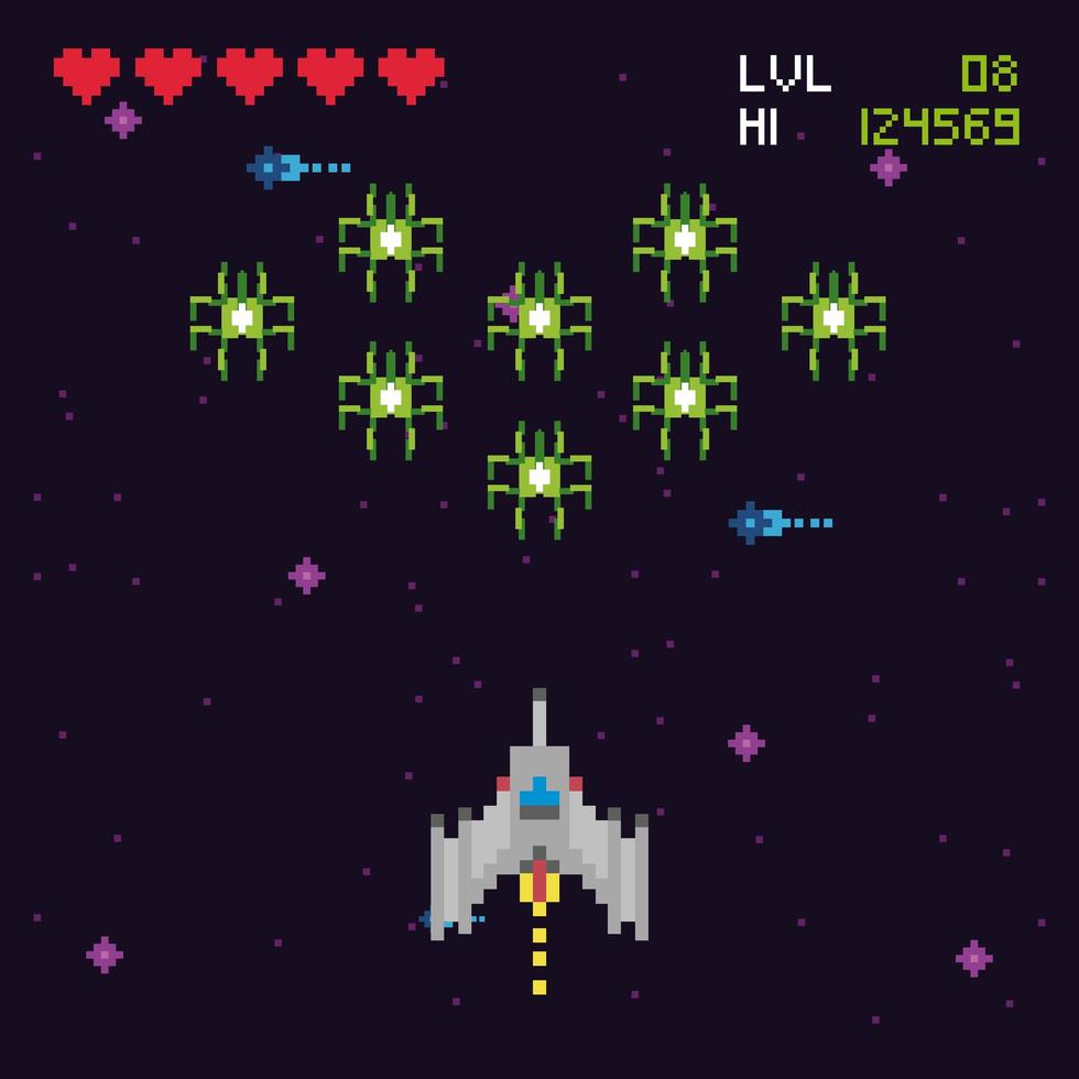 Retro video game space scene 1391666 Vector Art at Vecteezy