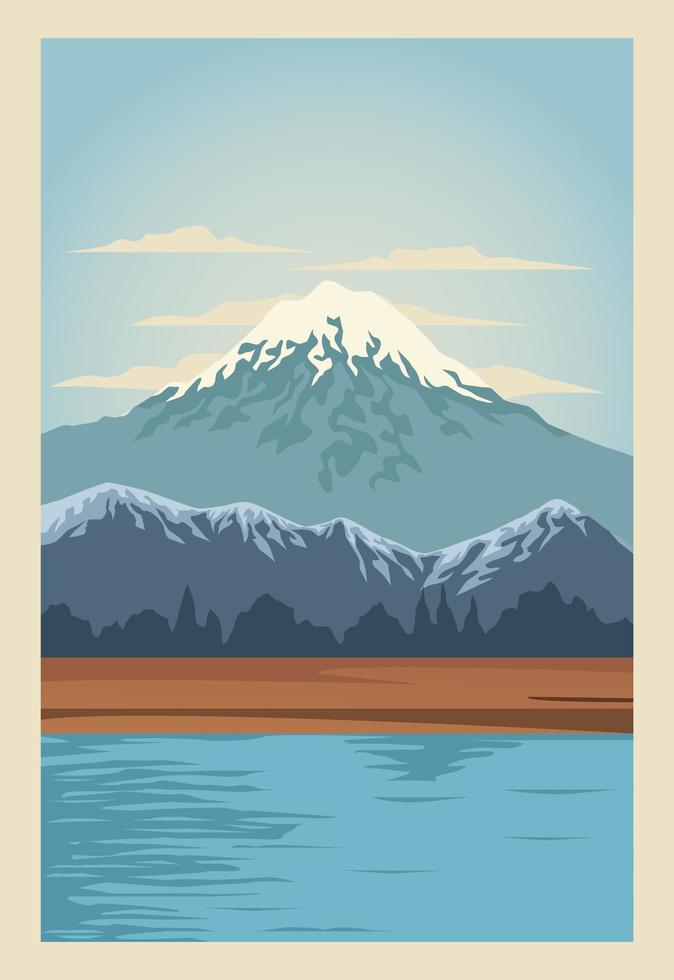 Beautiful landscape with lake and mountains  vector