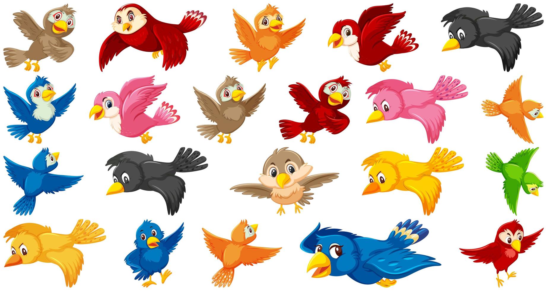 Set of Bird Cartoon Character vector