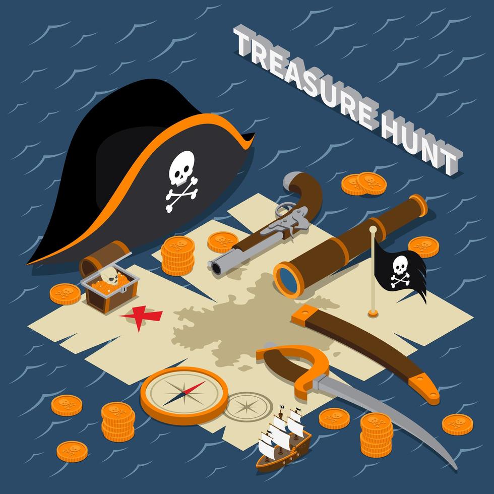 Pirates isometric composition vector