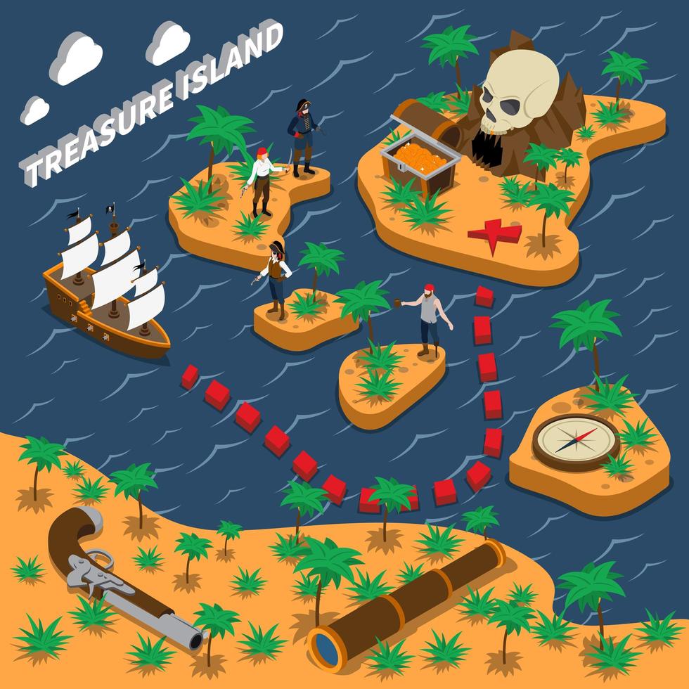 Pirates isometric composition vector