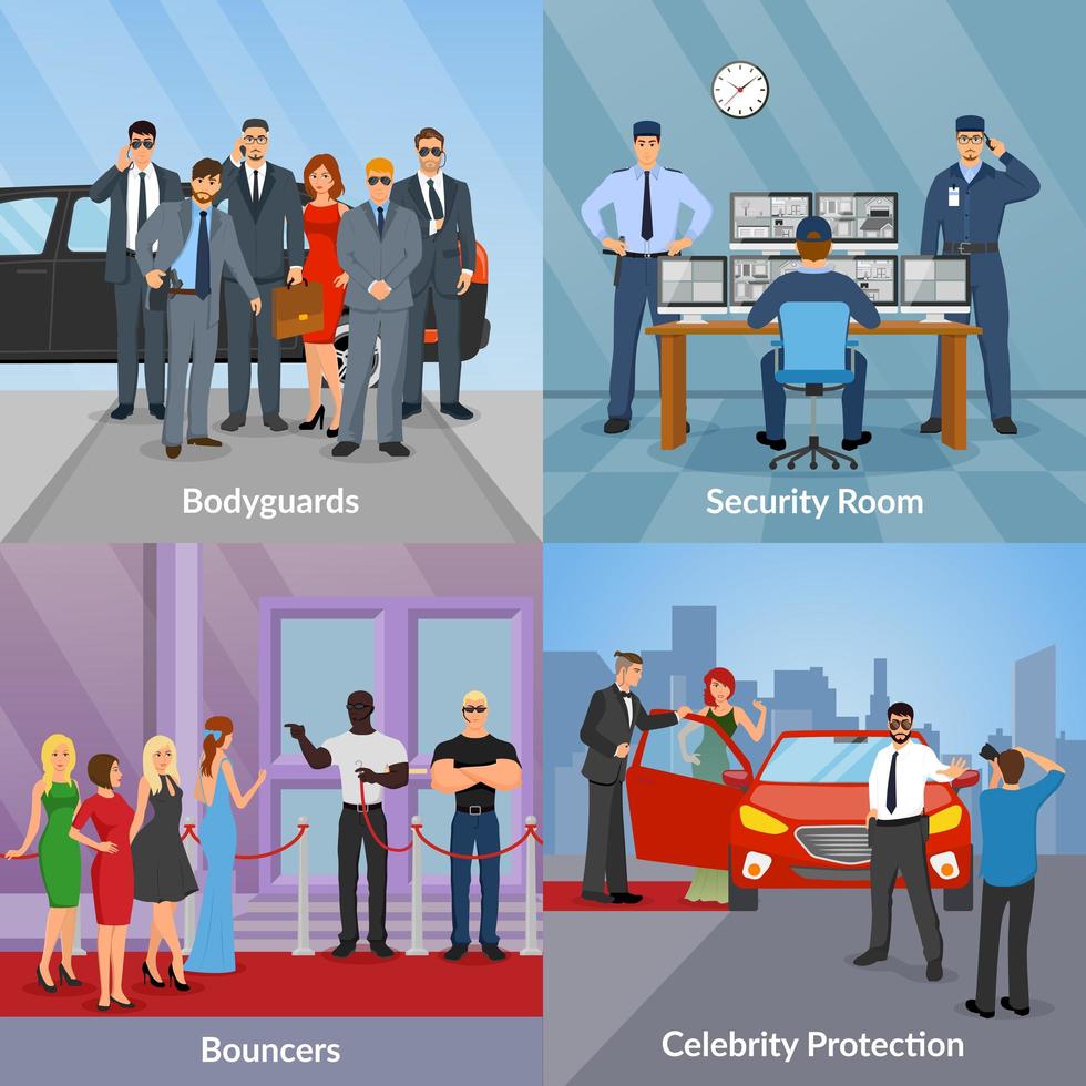 Security bodyguard flat 2x2 vector