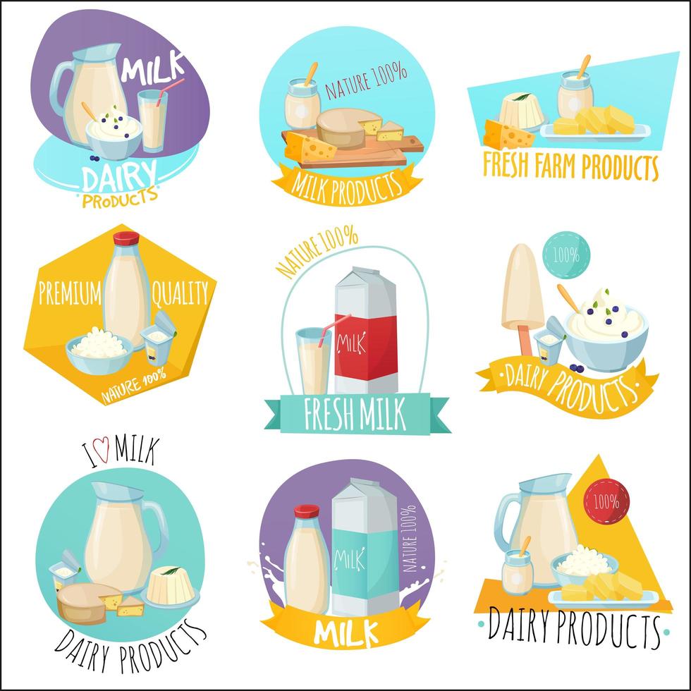 Milk products set vector