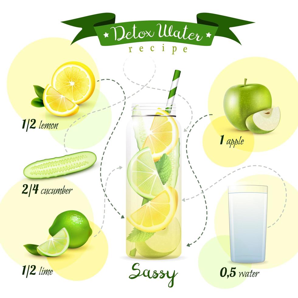 Detox water recipe vector