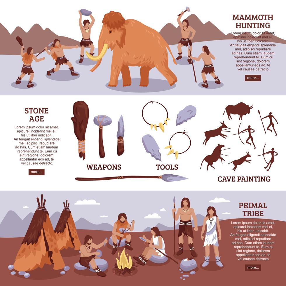 Primitive people banners vector