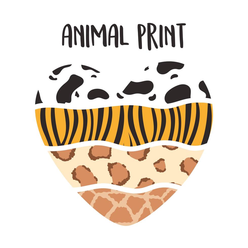 Animal print pattern shaped heart vector