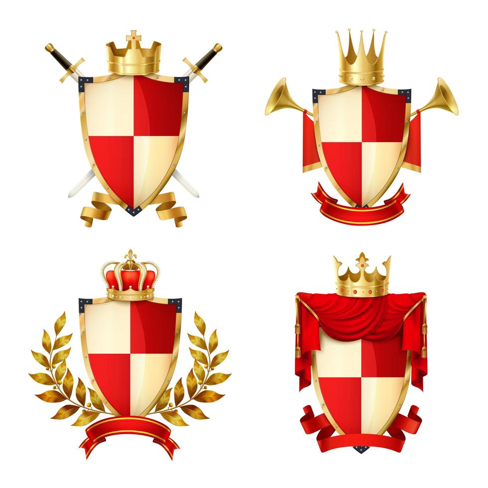 Crowns gold heraldic compositions vector