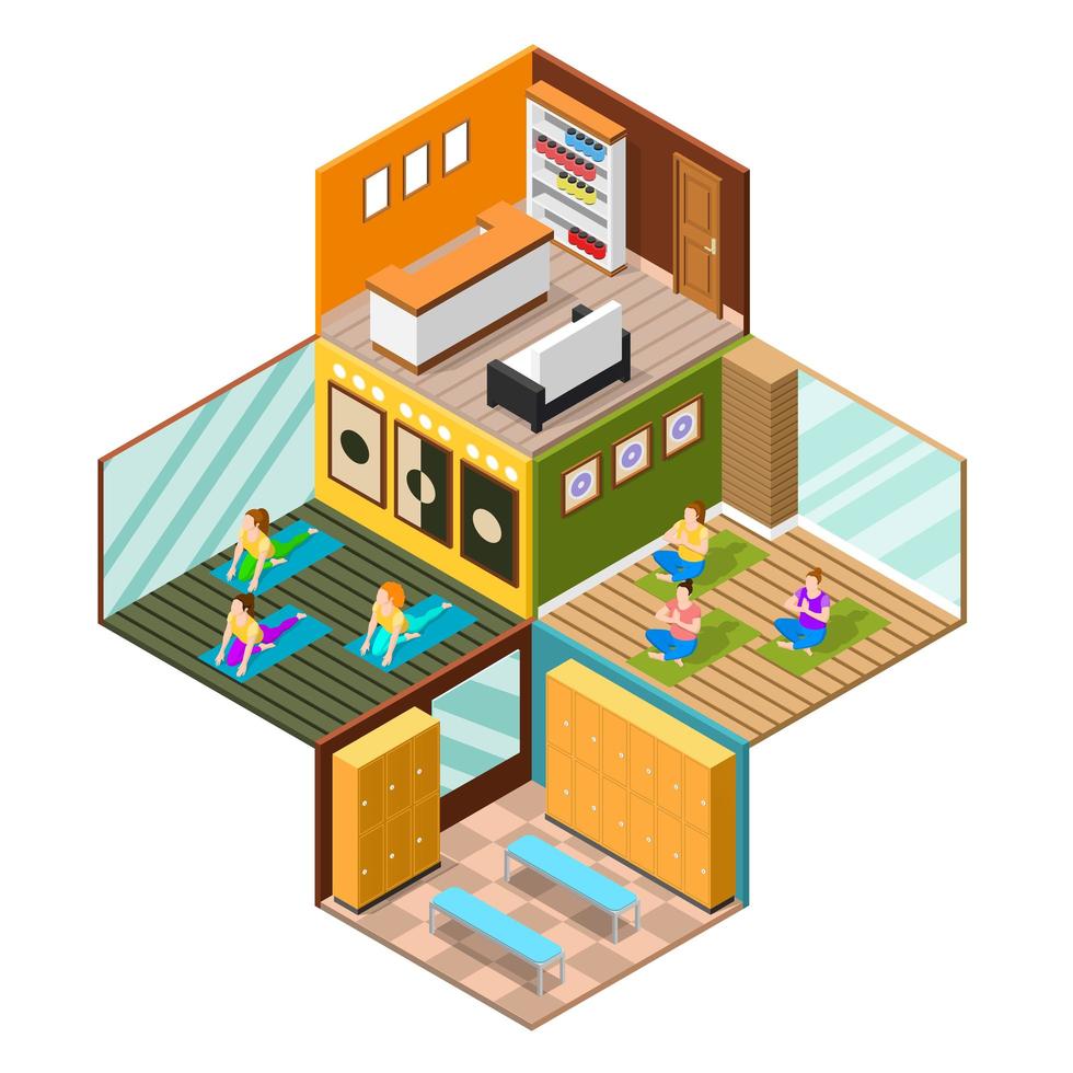 Isometric jog studio background vector