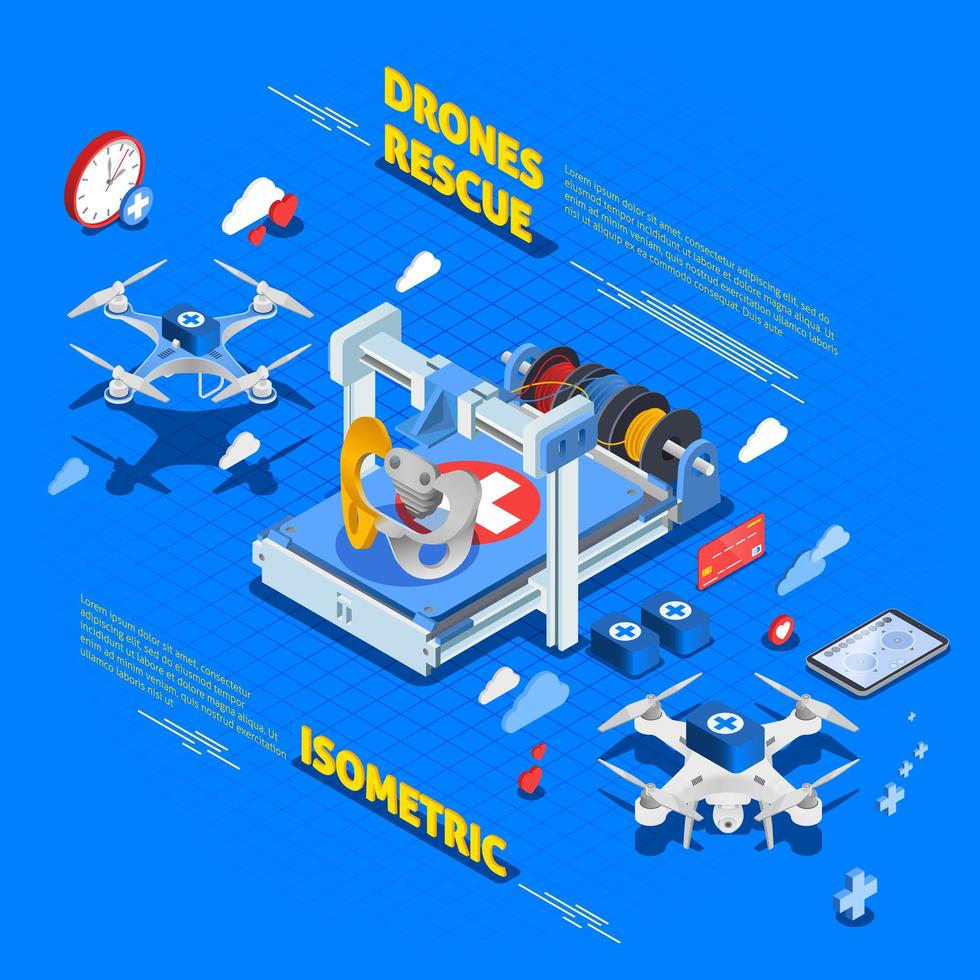 Drones isometric composition vector