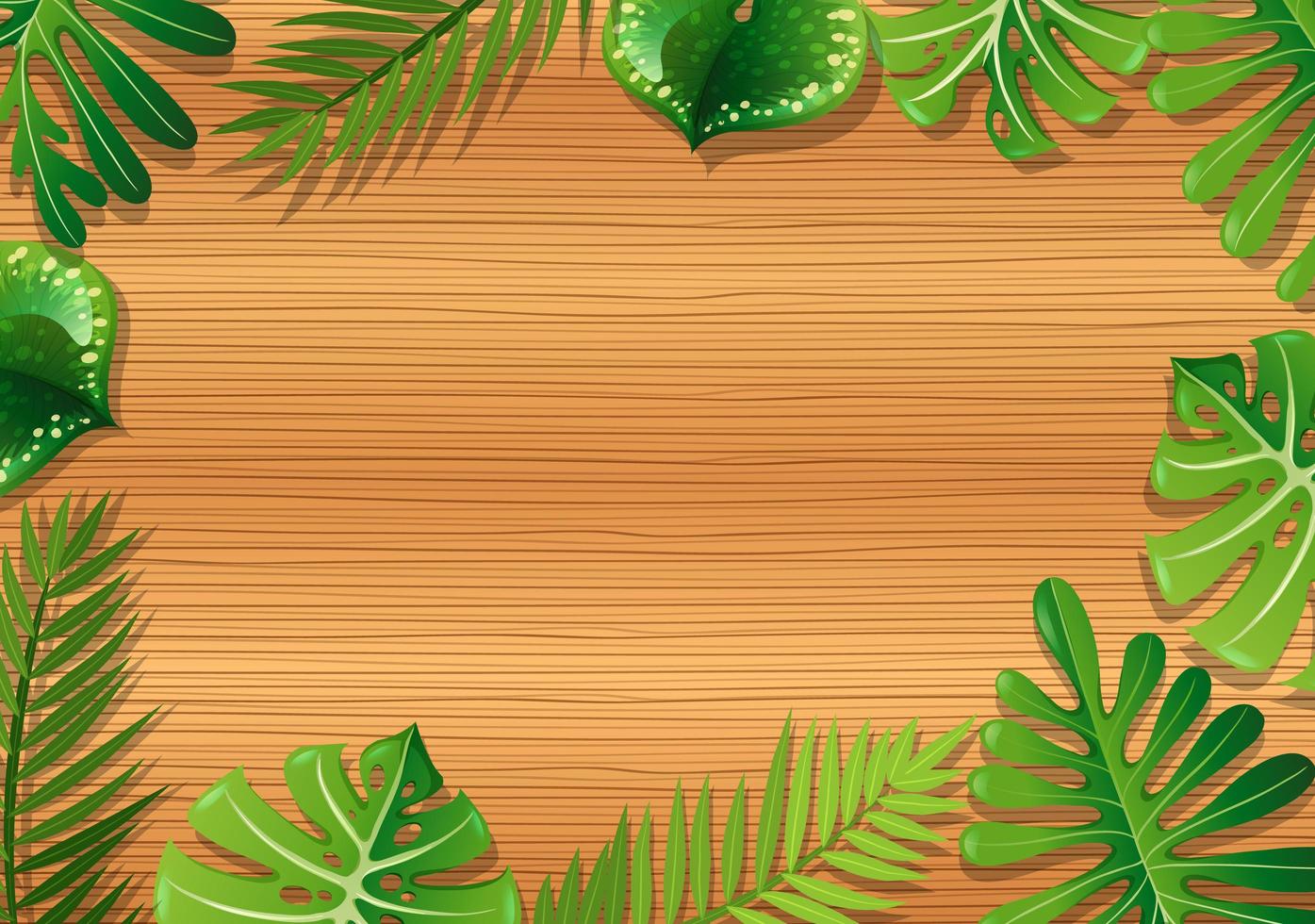 fondo de madera con follaje tropical vector