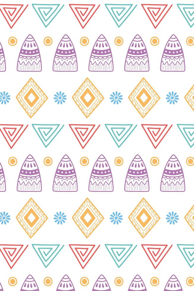 Ethnic handmade. Tribal shapes and flower ornament background vector