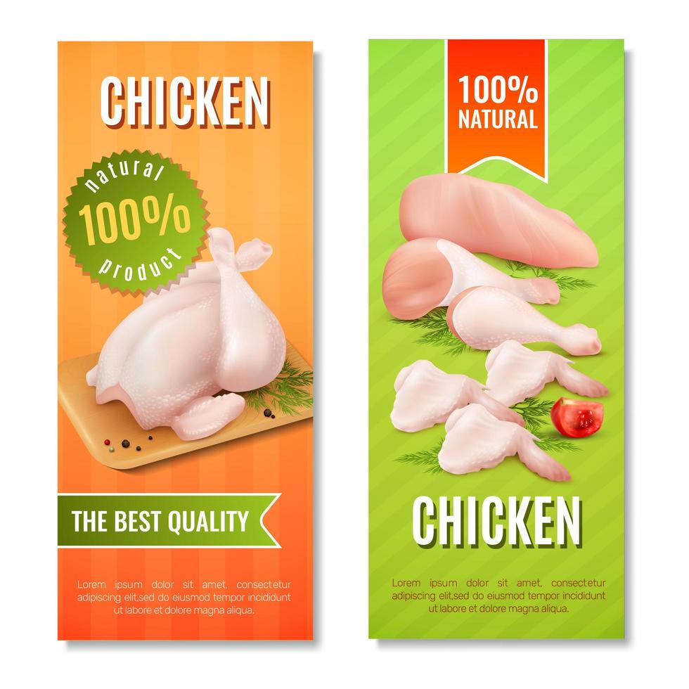 Chicken meat vertical banners vector