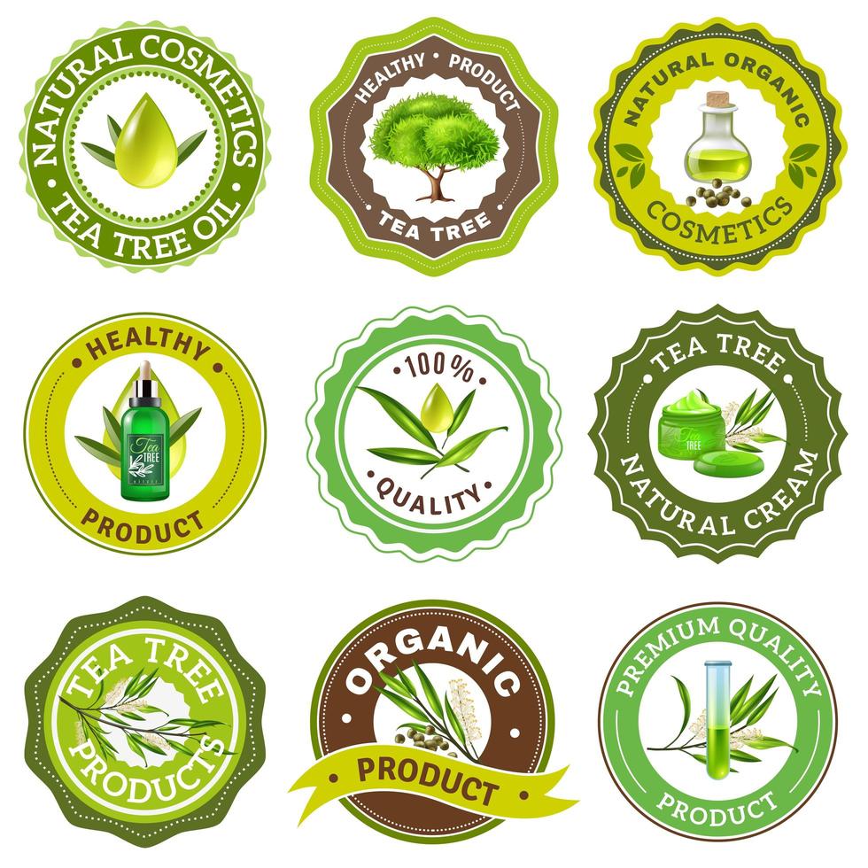 Tea tree emblem set vector