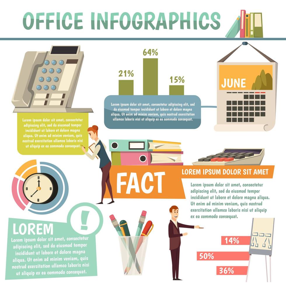 Office orthogonal infographics vector