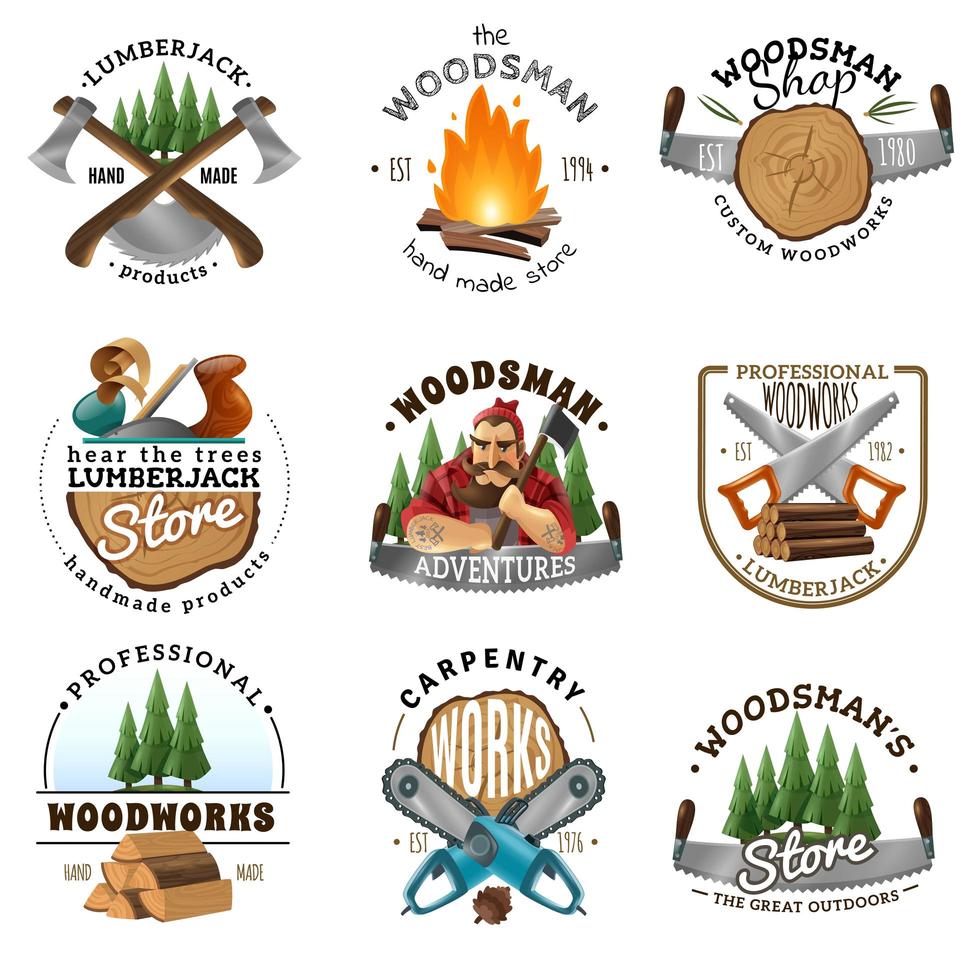 Lumberjack emblem set vector