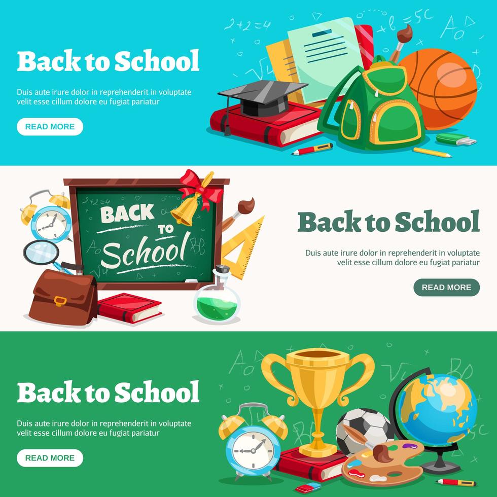 School horizontal banners vector