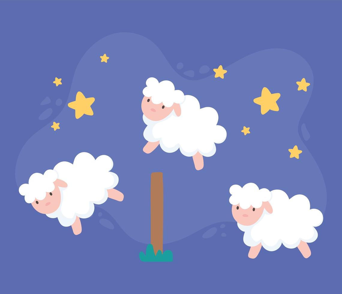 Cute sheep with stars cartoon vector