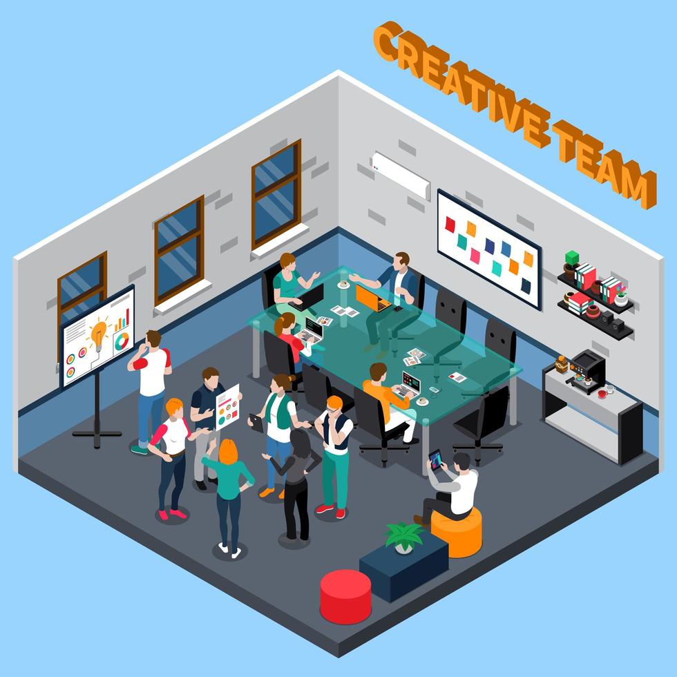 Co-working center isometric  vector