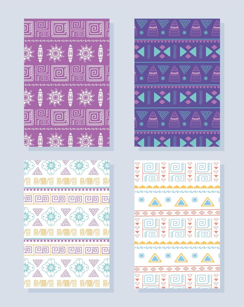 Ethnic handmade. Tribal African textile backgrounds set vector