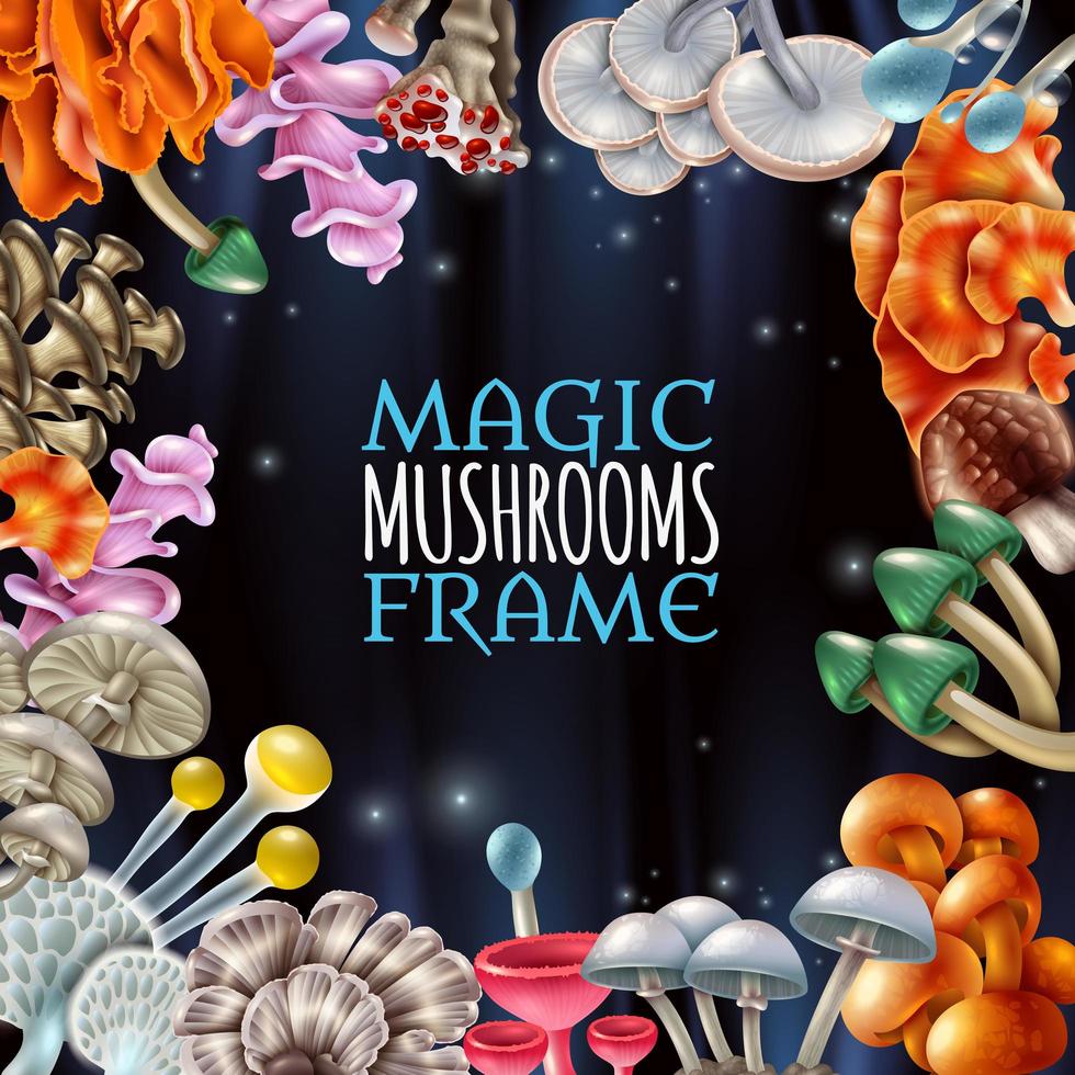 Magic mushroom frame vector