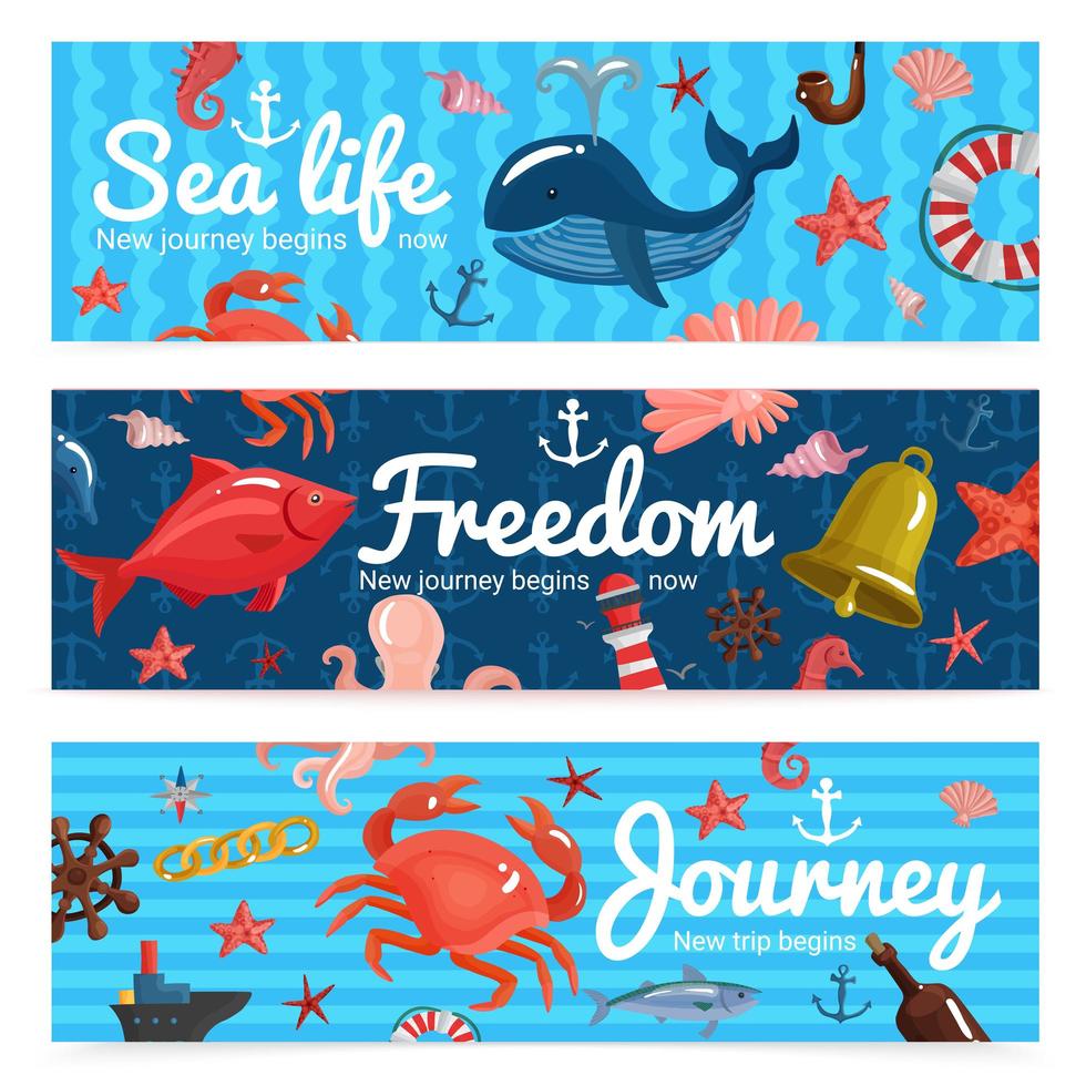 nautical sea banners vector