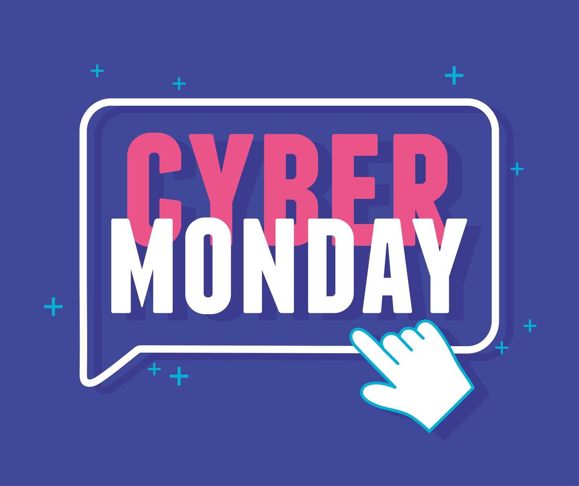 Cyber Monday. Clicking lettering on blue background vector
