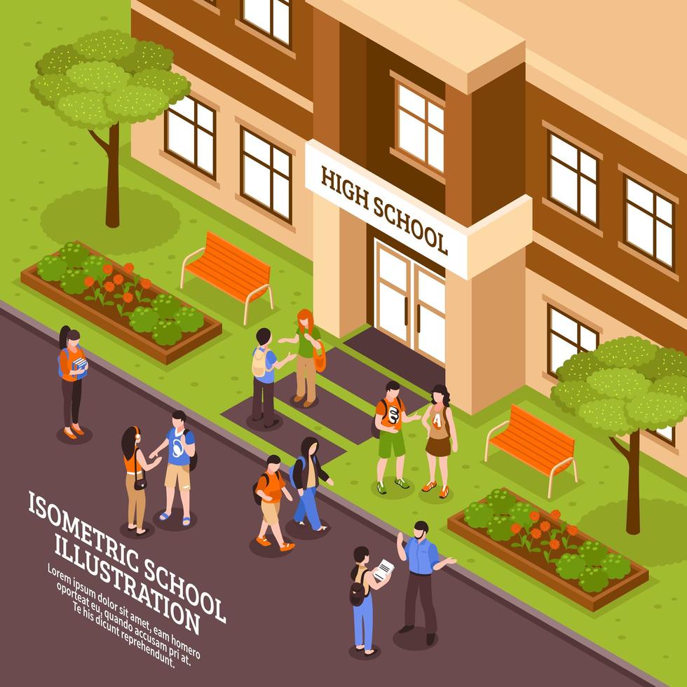 Isometric High School  vector