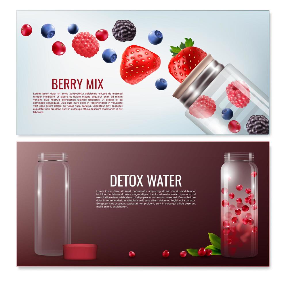 Detox water horizontal banners vector