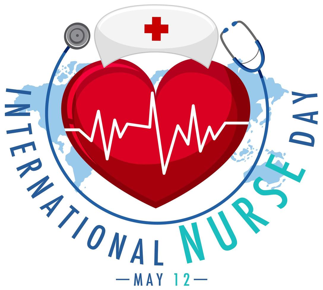 International Nurse Day Logo with Nurse's Cap and Big Heart vector