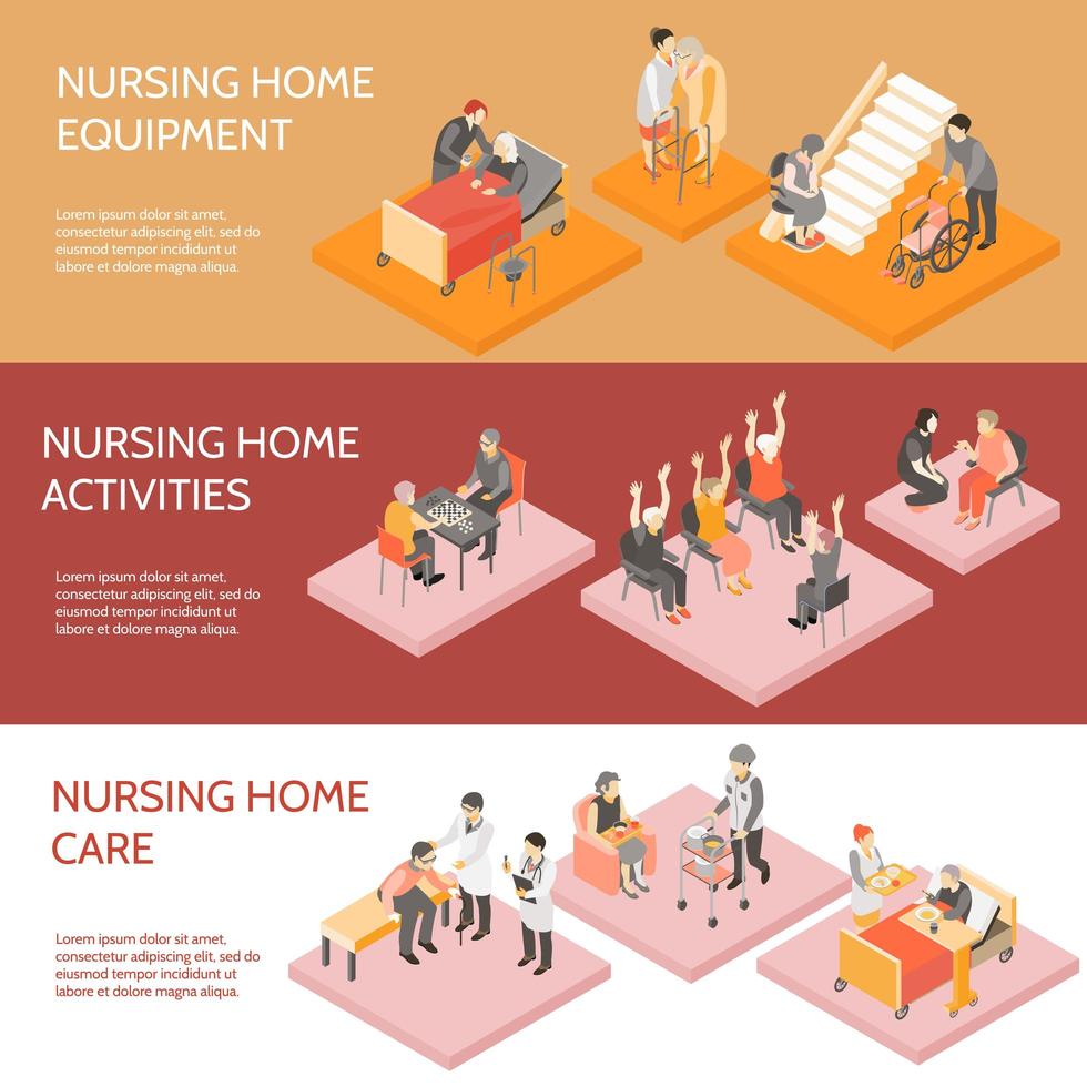 Nursing home horizontal banners vector