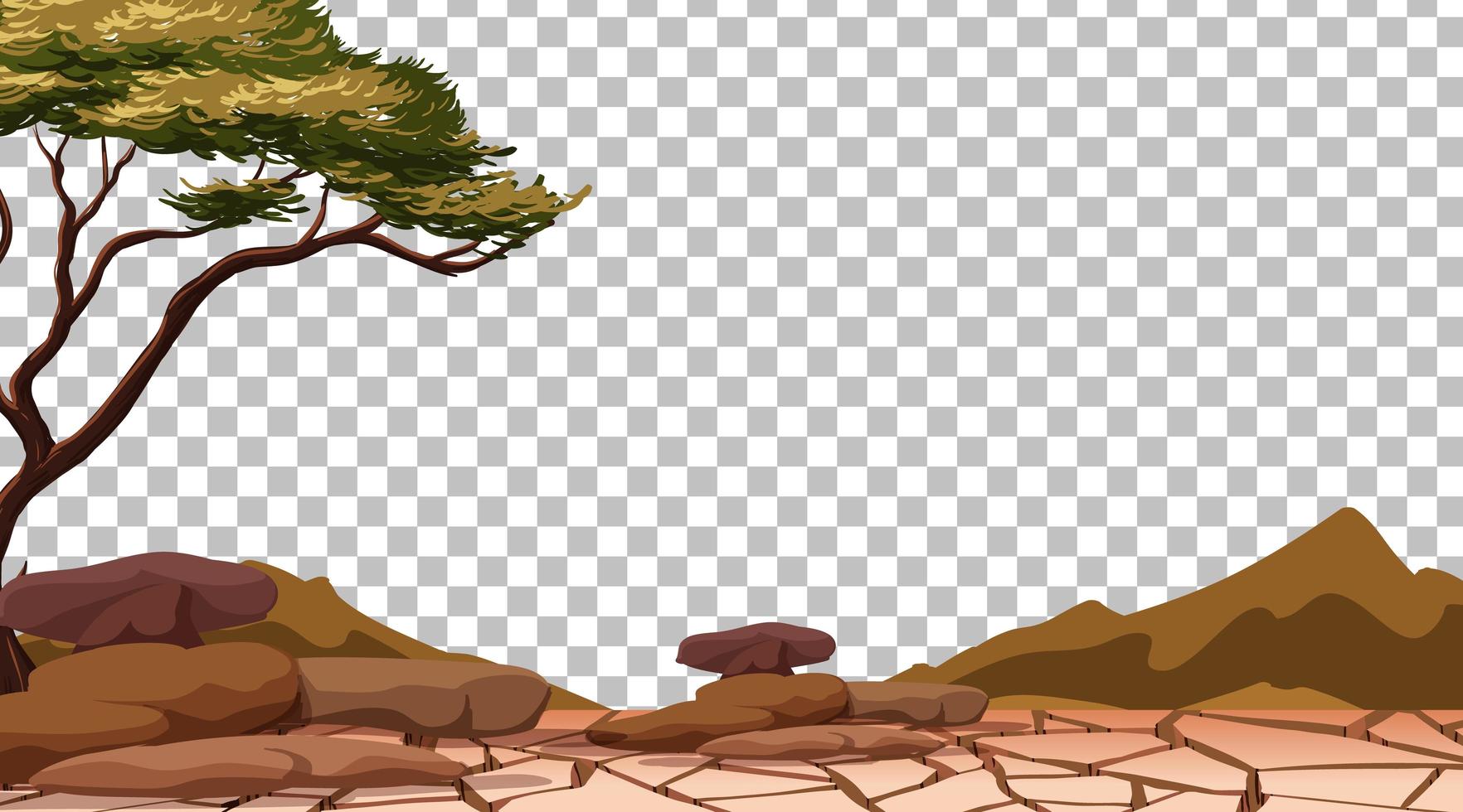 Dry Cracked Land on Transparent Background vector