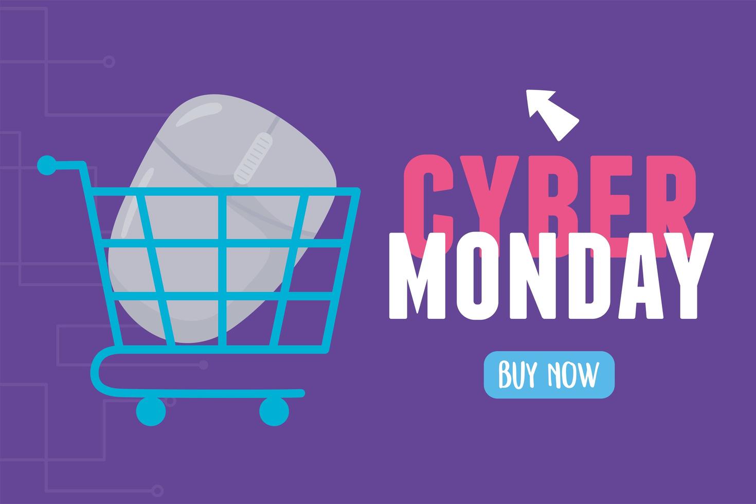Cyber Monday. Mouse inside shopping cart vector