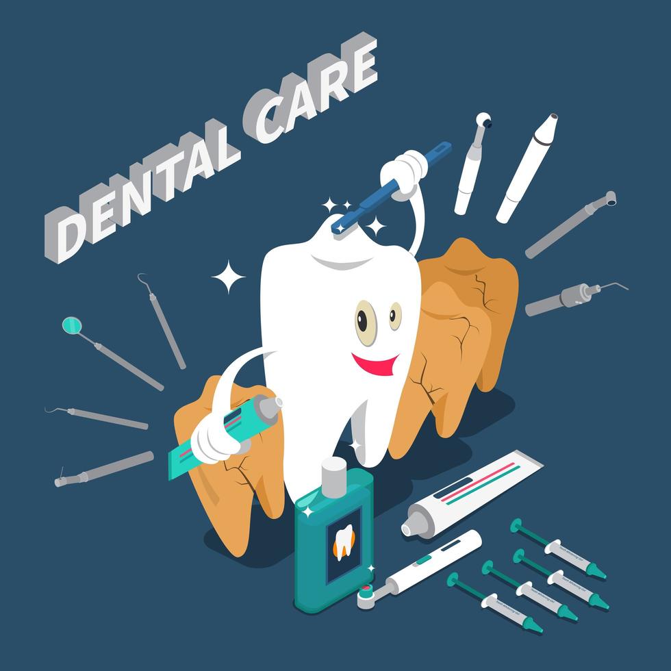 Stomatology dentistry dental care isometric concept vector