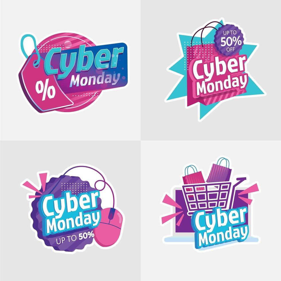 pegatina de cyber monday con efecto 3d vector