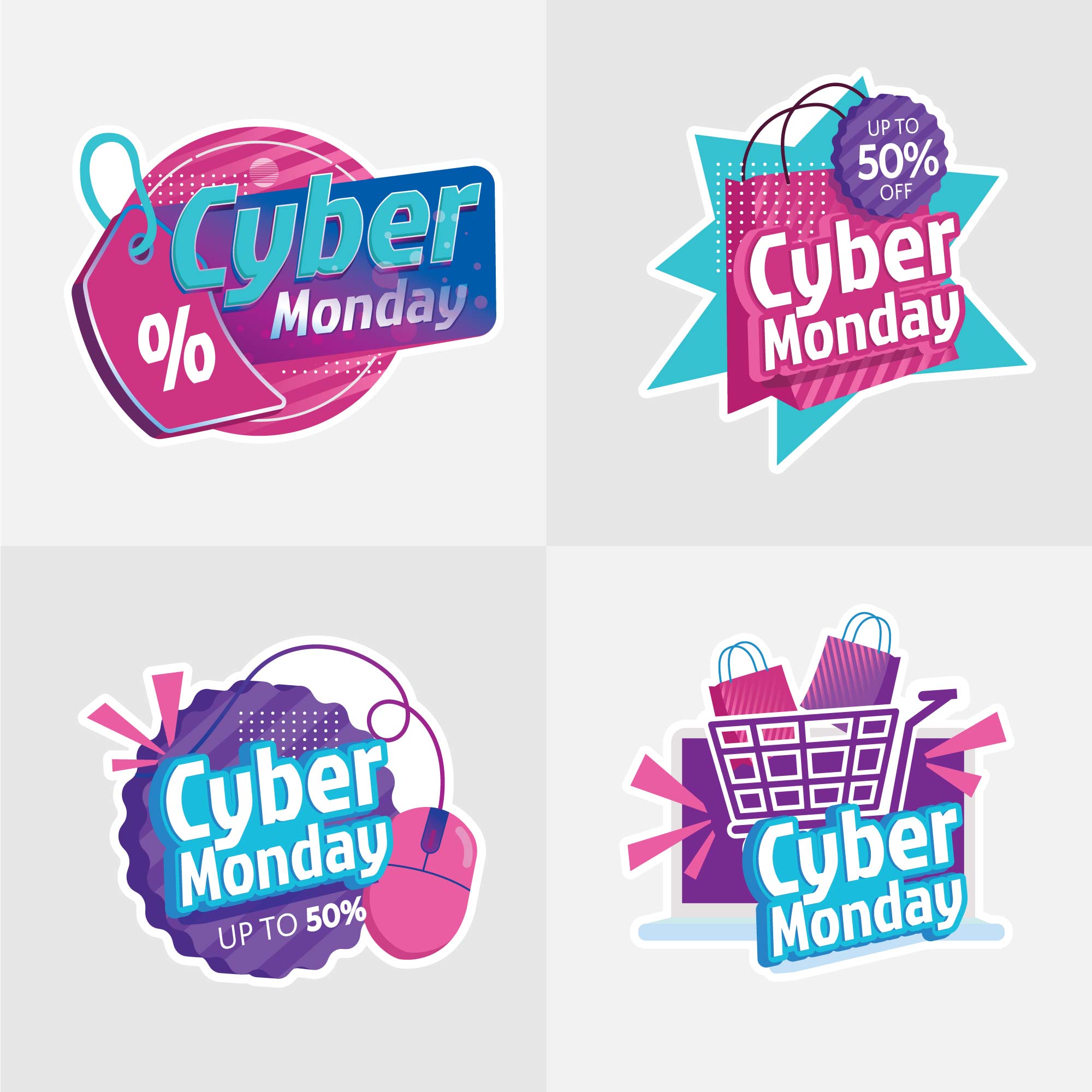 Cyber Monday Sticker with 3D Effect 1392047 Vector Art at Vecteezy